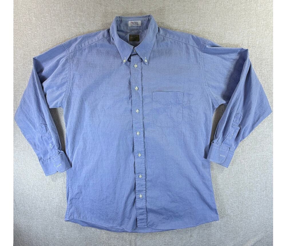 Gitman Bros Men's Blue 17.5x34 Pinpoint Cotton Oxford Long Sleeve Shirt Classic